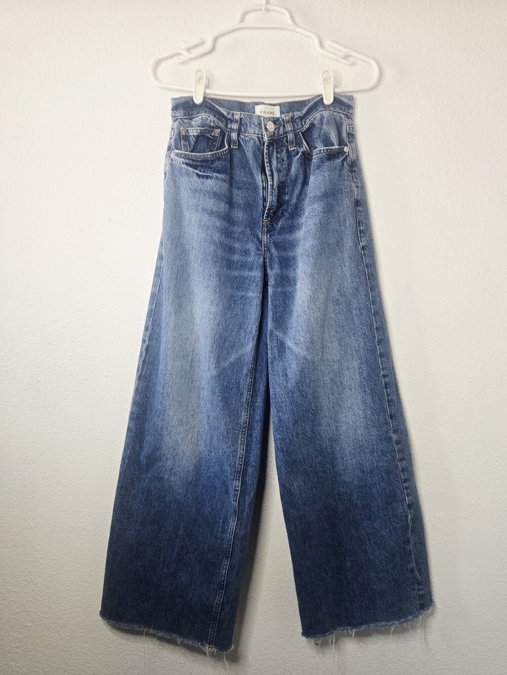 Frame Denim 100% Cotton Wide Leg High Waist Jeans Frayed Hem sz 26 - Picture 9 of 10